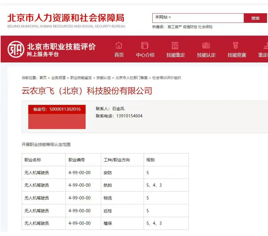 北京市首家無(wú)人機(jī)駕駛員職業(yè)技能等級(jí)認(rèn)定社會(huì)評(píng)價(jià)組織官網(wǎng)公示